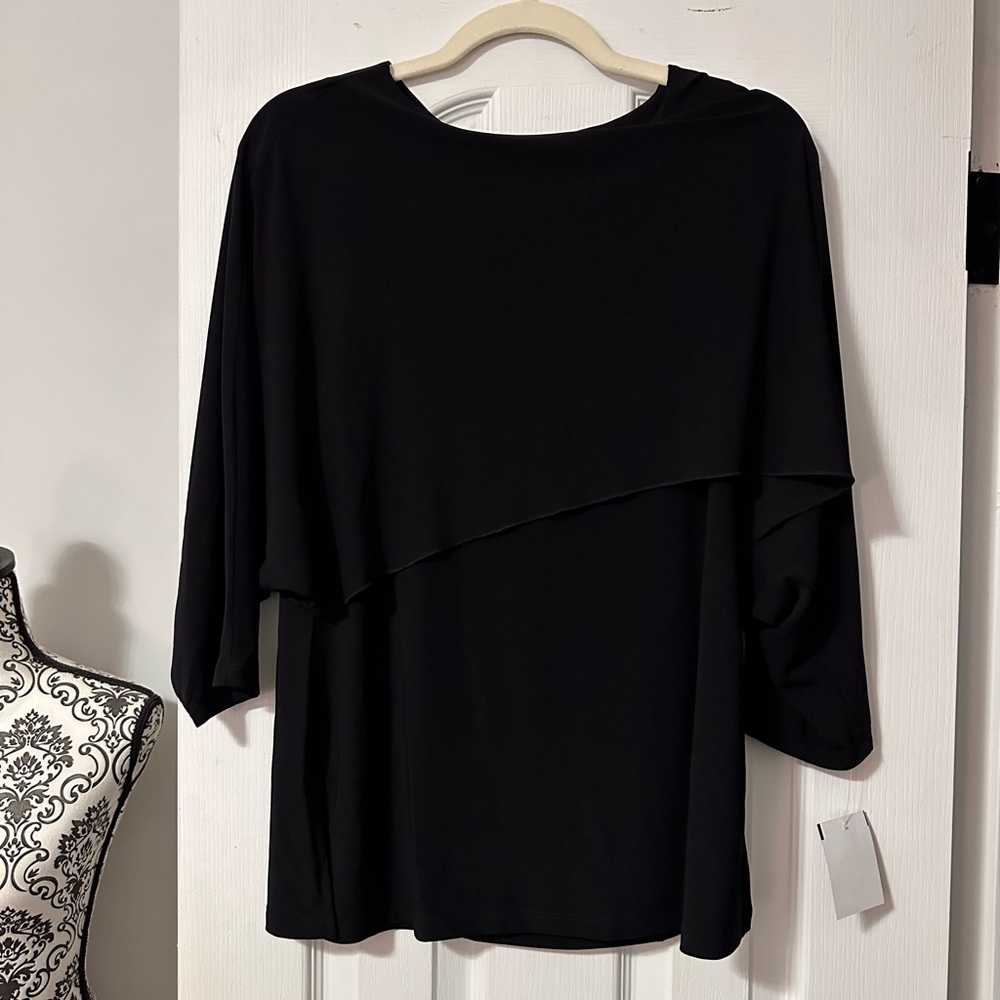 KHALIA’ Double Layer Black Blouse. NWT